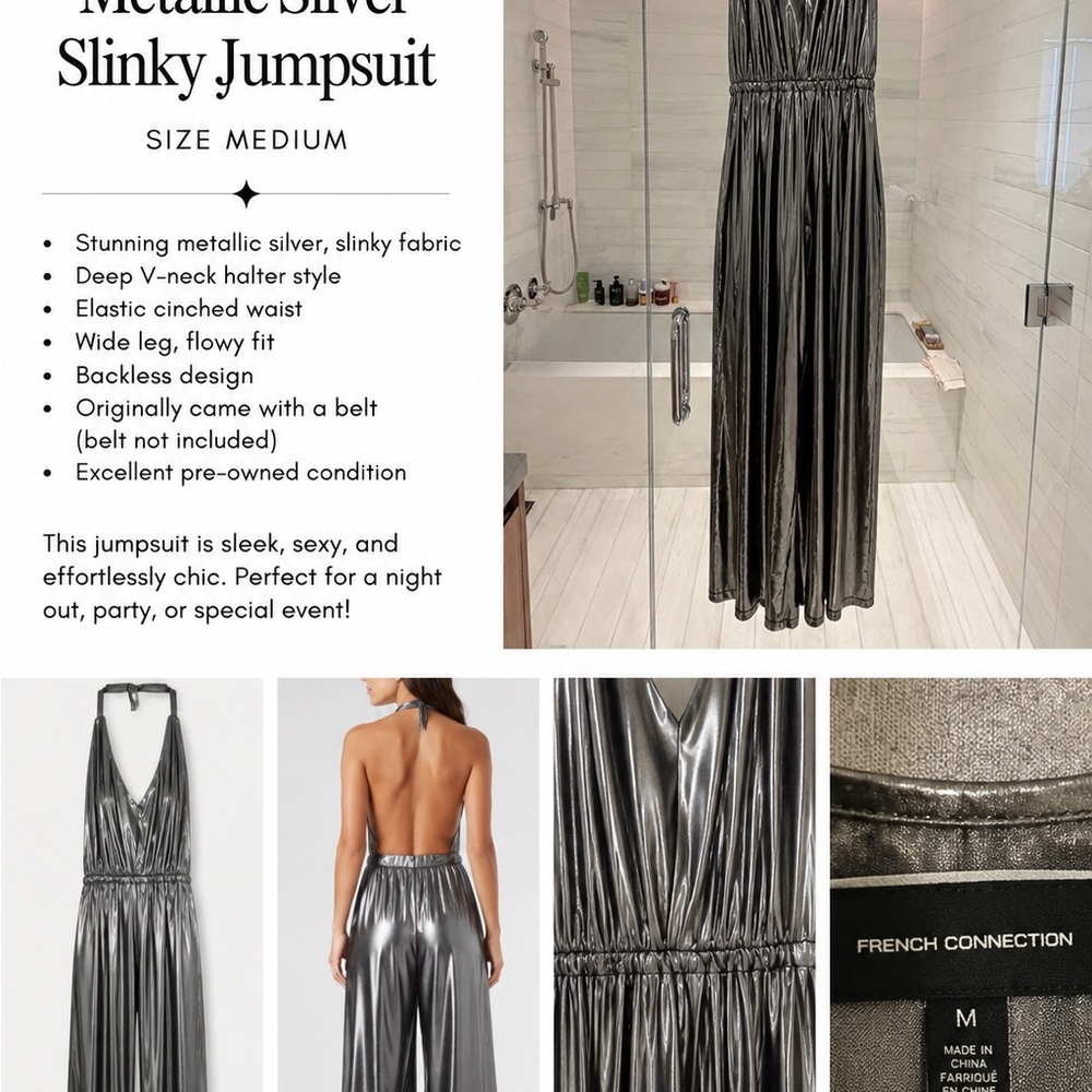French Connection Silver Jumpsuit M